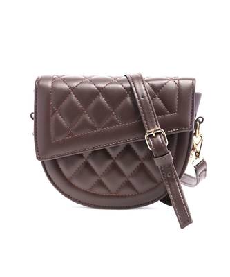Brown Quilted Saddle Sling Bag 1