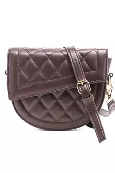 Brown Quilted Saddle Sling Bag