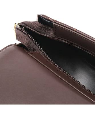 Brown Quilted Saddle Sling Bag 4