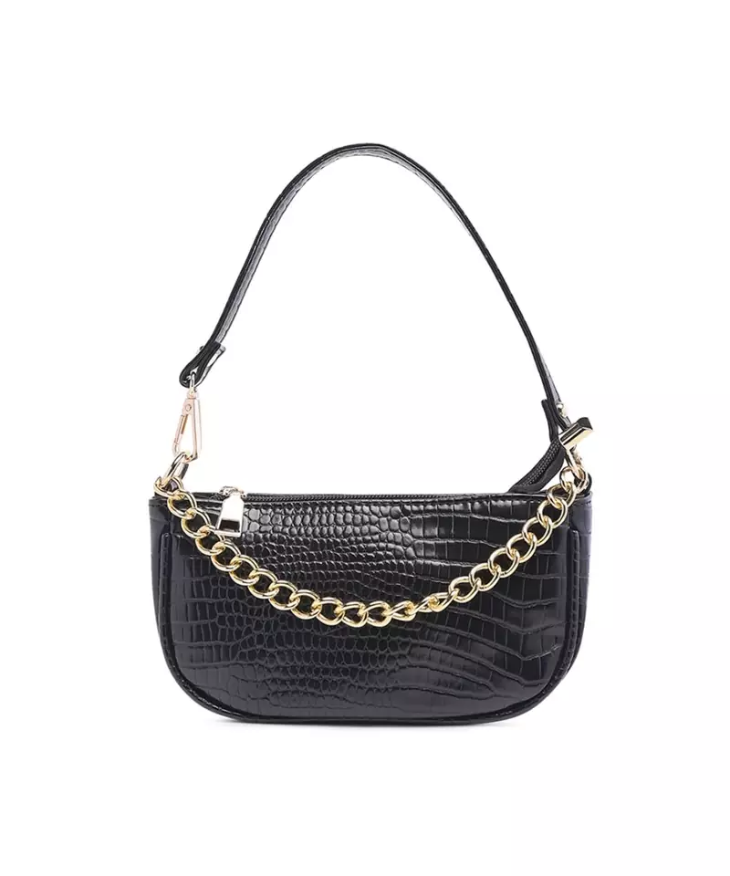 Croc Hand Bag in Black
