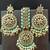Green Copper Base Gold Plated Kundan Light Weight Earrings Maangtika Set Combo
