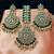 Green Copper Base Gold Plated Kundan Light Weight Earrings Maangtika Set Combo