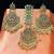 Green Copper Base Gold Plated Kundan Light Weight Earrings Maangtika Set Combo
