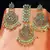 Green Copper Base Gold Plated Kundan Light Weight Earrings Maangtika Set Combo
