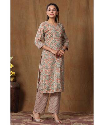 womens cotton printed straight kurti And palazzo set 2