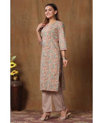 womens cotton printed straight kurti And palazzo set 3