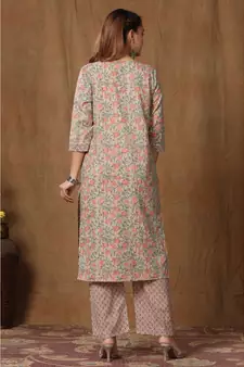 womens cotton printed straight kurti And palazzo set