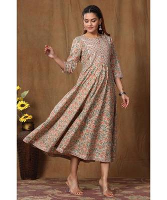 Womens Floral Print Ankle Length Anarkali Kurti 2