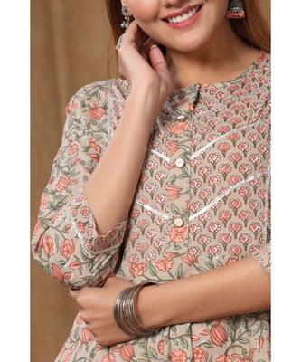 Womens Floral Print Ankle Length Anarkali Kurti 5