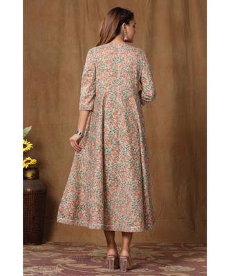 Womens Floral Print Ankle Length Anarkali Kurti 6