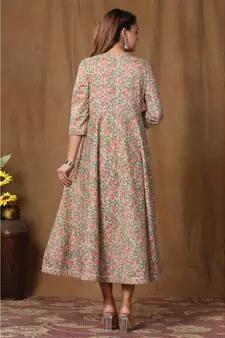 Womens Floral Print Ankle Length Anarkali Kurti