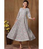 Womens Floral Print Ankle Length Anarkali Kurti