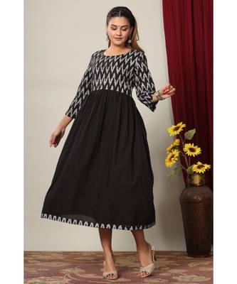 black cotton printed kurti 1