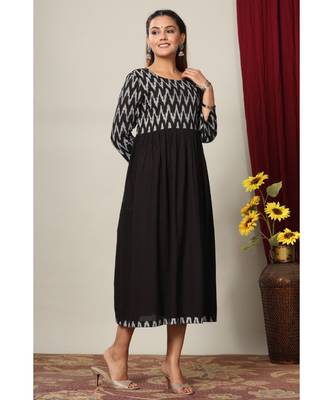 black cotton printed kurti 2