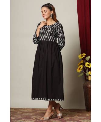black cotton printed kurti 3