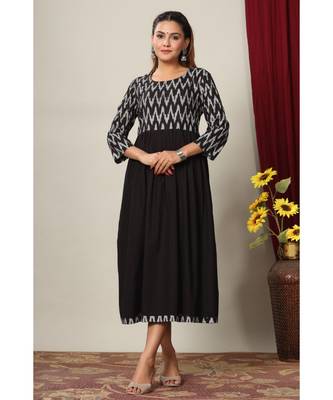 black cotton printed kurti 4
