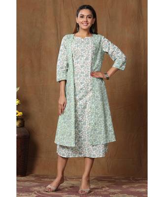 Womens Anarkali Jaipuri Floral Print Long Kurti 1