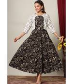 Womens  Anarkali Jaipuri Cotton Floral Print Long Kurti with Jacket