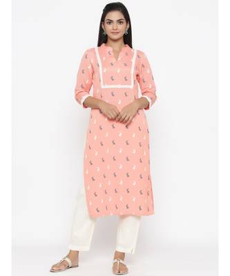 peach cotton kurta with pant 1