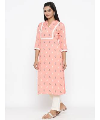 peach cotton kurta with pant 2