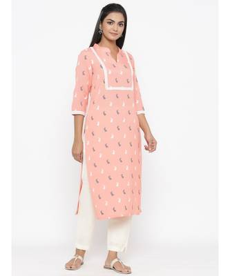 peach cotton kurta with pant 3