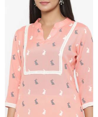 peach cotton kurta with pant 4
