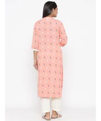 peach cotton kurta with pant 5