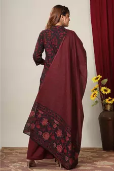 Women's Cotton Floral Print Straight Kurta Sharara Dupatta Set