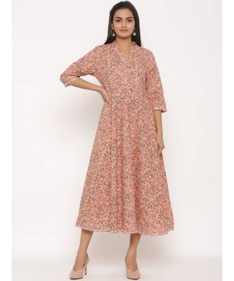 Women's Cotton Floral Print Long Anarkali Kurta 2