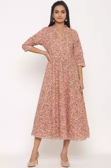 Women's Cotton Floral Print Long Anarkali Kurta
