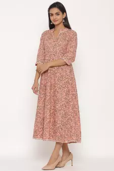 Women's Cotton Floral Print Long Anarkali Kurta