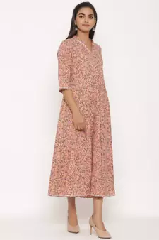 Women's Cotton Floral Print Long Anarkali Kurta