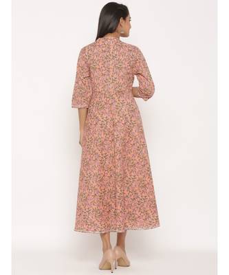 Women's Cotton Floral Print Long Anarkali Kurta 6