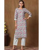 Womens Cotton Floral Print Straight Kurta Palazzo Set