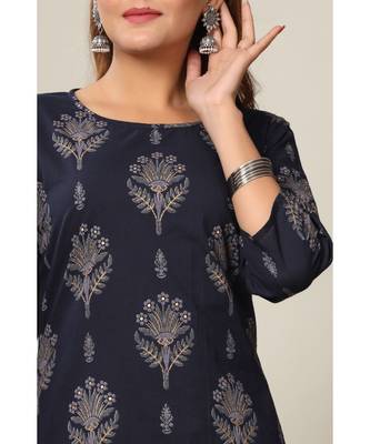 Womens Cotton Floral Print Straight Kurta Sharara Set 4