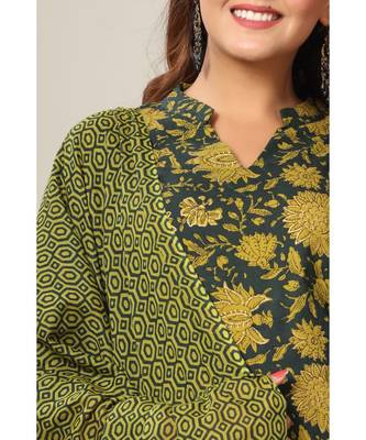 Womens Cotton Floral Print Straight Kurta Sharara Dupatta Set 6