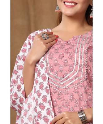 Women's Cotton Kurta With Palazzo & Dupatta Set 4