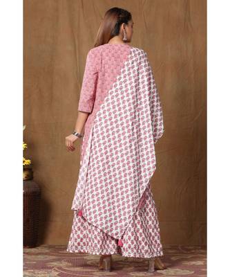 Women's Cotton Kurta With Palazzo & Dupatta Set 5