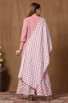 Women's Cotton Kurta With Palazzo & Dupatta Set
