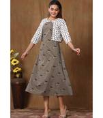 Womens Cotton Animal Bird Print A-line Kurta