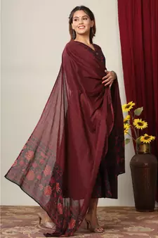  Cotton Floral Printed Anarkali Kurta with Gold Print Dupatta for Womens Girls
