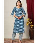 womens cotton printed straight kurta palazzo set