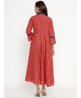 Pure Cotton  Print Anarkali Kurta   with Bell Sleeves for Womens Girls 6