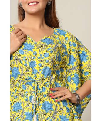 Womens Floral Printed Cotton Kaftan Kurti 5