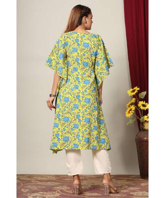 Womens Floral Printed Cotton Kaftan Kurti 6