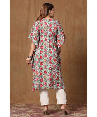Womens Floral Printed Cotton Kaftan Kurti 6