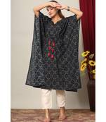 Womens Floral Printed Cotton Kaftan Kurti