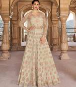 Cream embroidered net salwar