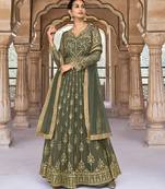 Green embroidered net salwar