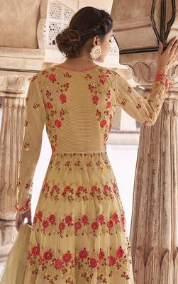 Beige embroidered net salwar 2